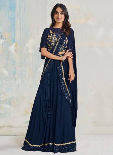 Dark Blue Colour Taranaah Lycra Party Wear Wholesale Saree Collection 22414